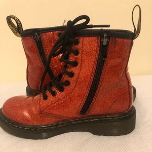 Girls red sparkly Dr Martens